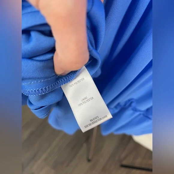 TAYLOR Blue Stretch Smocked Tiered-Hem Dress Size 16 NWT - Picture 9 of 11